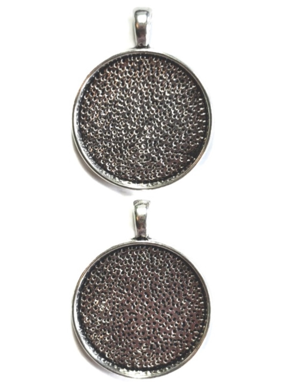 🔥$1 Clearance Silvertone Round Cabochon Pendant Trays 29mm (2pc)